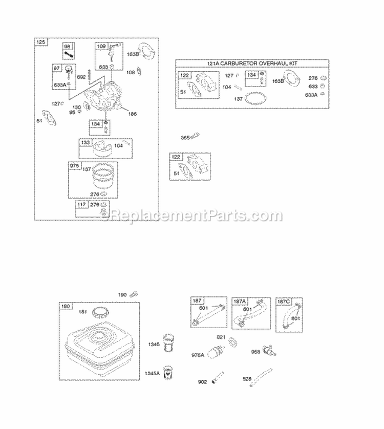Carburetor Fuel Supply KitCarburetor Gasket Diagram and Parts List for 12K332-0110-01  Briggs and Stratton Engine